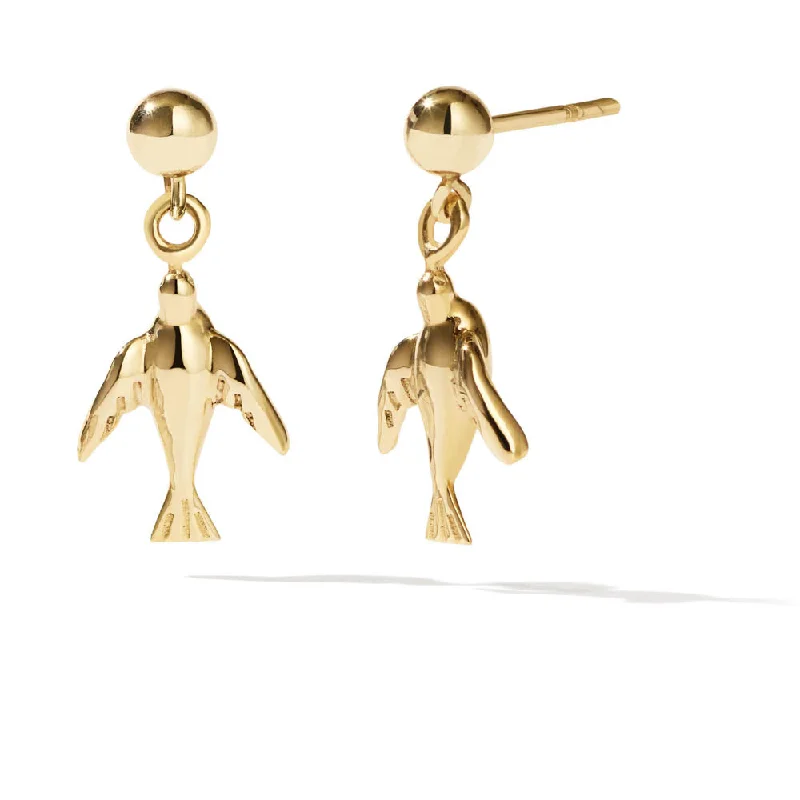 silver stud earrings for women -Meadowlark Dove Dot Stud Earrings - Gold Plated