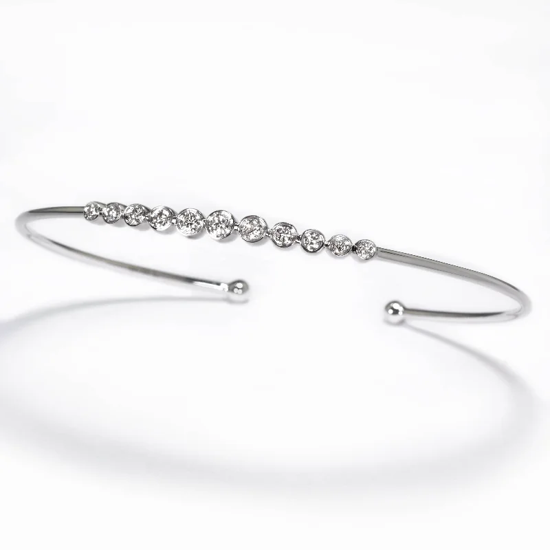 sterling silver bangle bracelets -Everyday Diamond Bangle