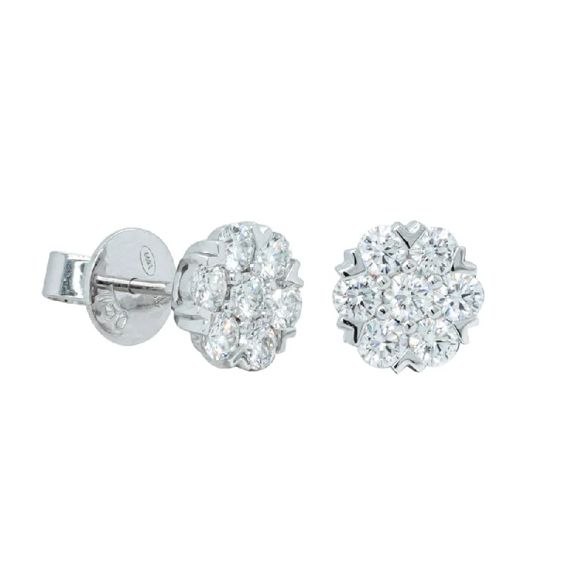 diamond earrings for women -18ct White Gold 1.23ct Diamond Lotus Stud Earrings