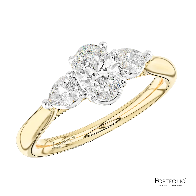 elegant gold wedding bands -Three Stone 0.53ct F SI1 Diamond Yellow Gold/Platinum Ring