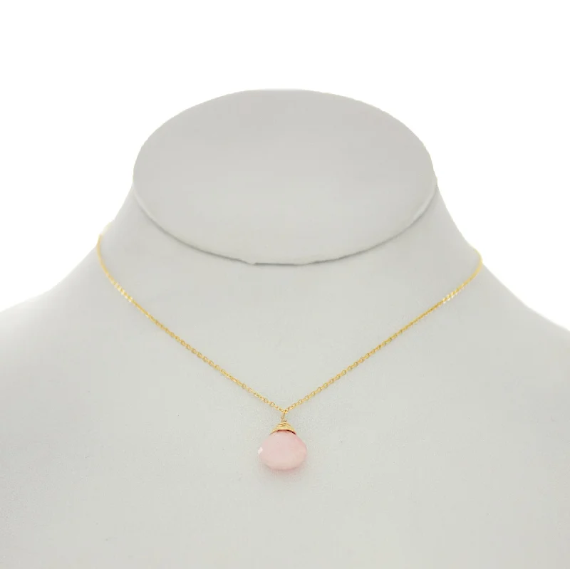 creative design necklaces for women -Rose Pompadour- Pink Opal Drop Necklace