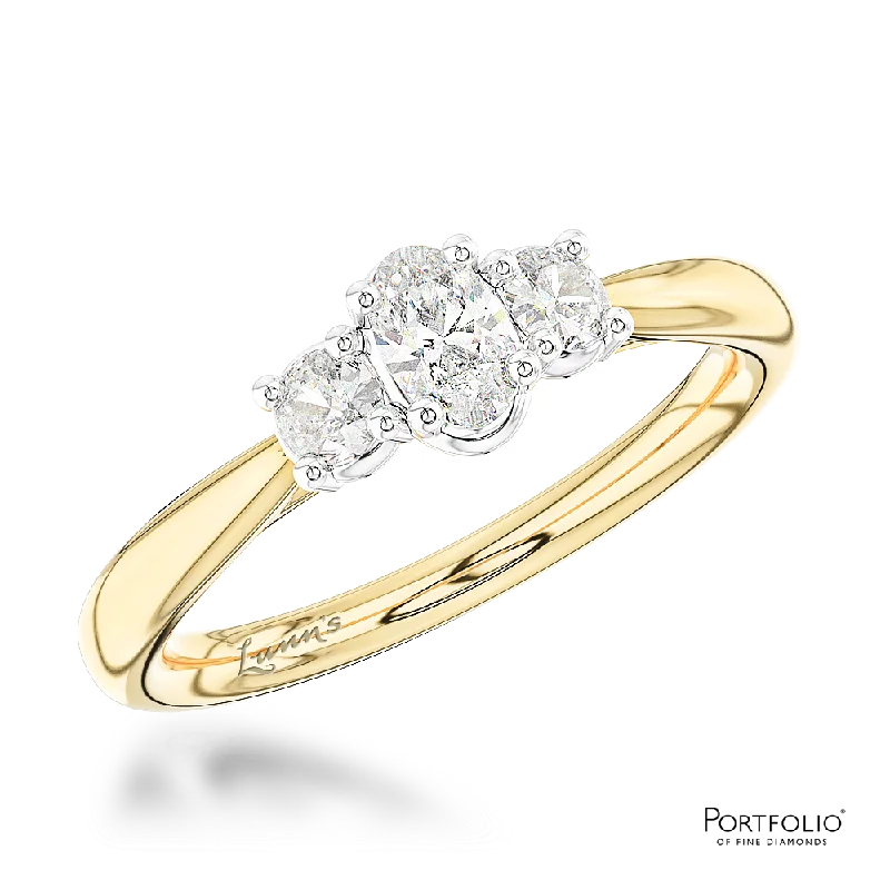 luxury rings for engagement -Three Stone 0.20ct G SI Diamond Yellow Gold/Platinum Ring