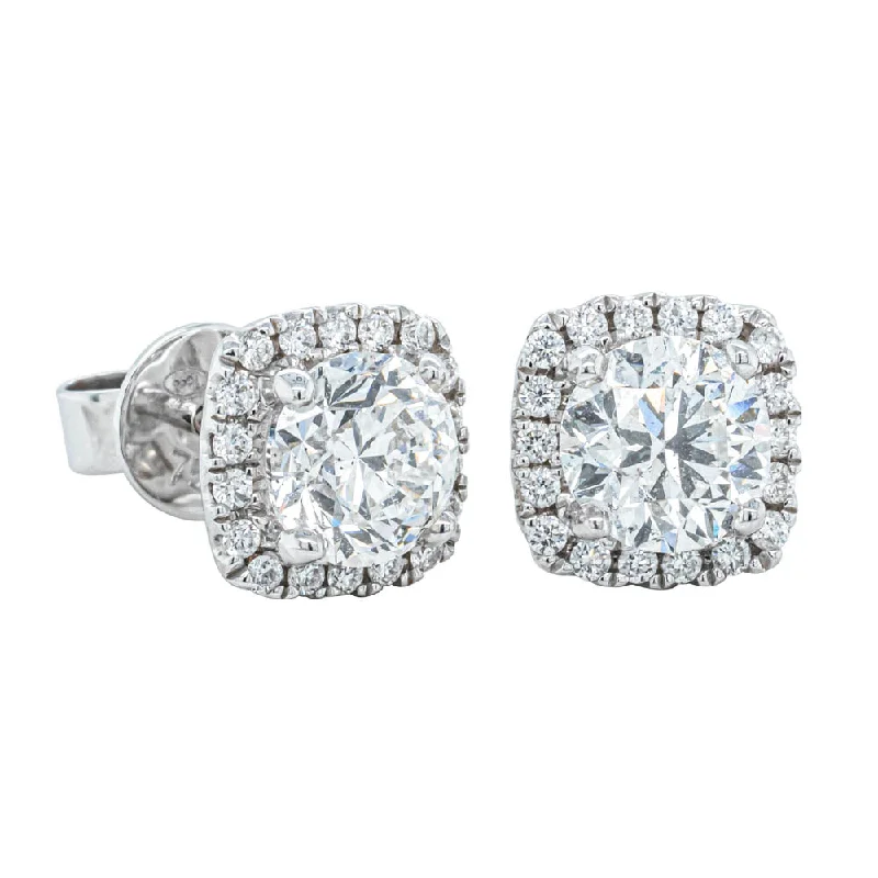 women’s earrings -18ct White Gold 2.01ct Diamond Peony Earrings