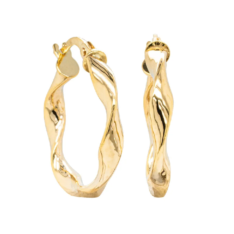 fashion-forward earrings for women -9ct Yellow Gold Ribbon Hoop Earrings