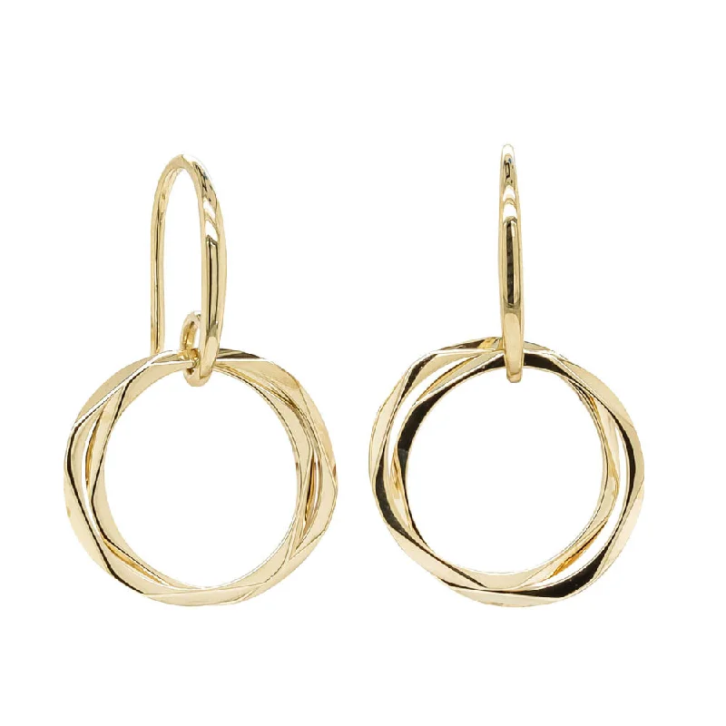 women’s pearl drop earrings -9ct Yellow Gold Mini Entwined Hook Earrings