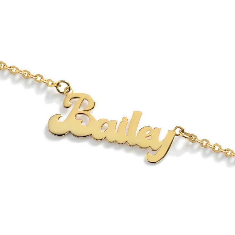 vintage necklaces for women -Bubble Script Nameplate