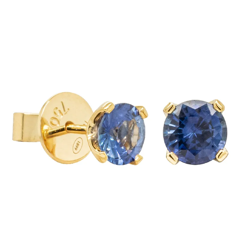 trendy stud earrings for women -18ct Yellow Gold 1.78ct Sapphire Blossom Stud Earrings