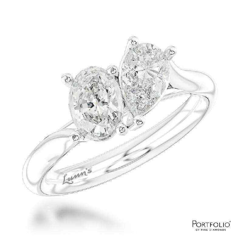 wedding rings for women -Two Stone 0.41ct E VS2 Diamond Platinum Ring