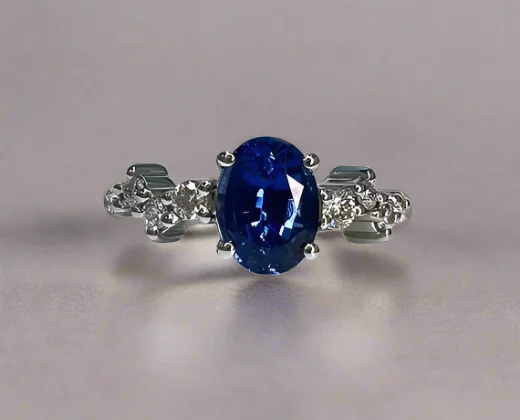 adjustable rings for women -Ryleigh 1.71 Carats Sapphire Oval Cut Gemstone Ring in 18k White Gold By Mike Nekta NYC