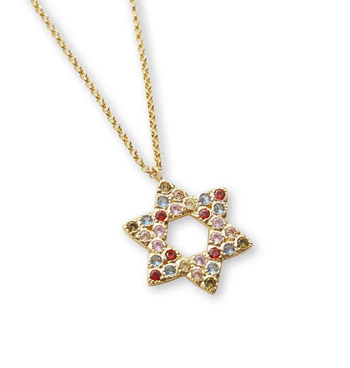 gold chain necklaces for women -THE MULTICOLOR STAR OF DAVID