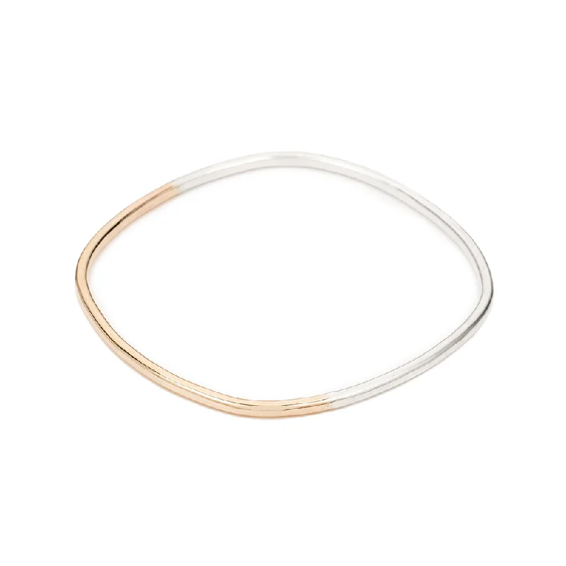 women’s silver cuff bangles -Thick Gradient Square Bangle