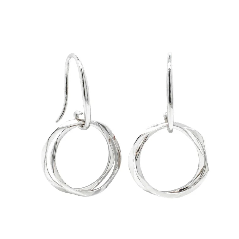 fashion statement earrings -Sterling Silver Mini Entwined Hook Earrings