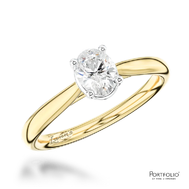 minimalist rings for women -Solitaire 0.50ct D SI1 Diamond Yellow Gold/Platinum Ring