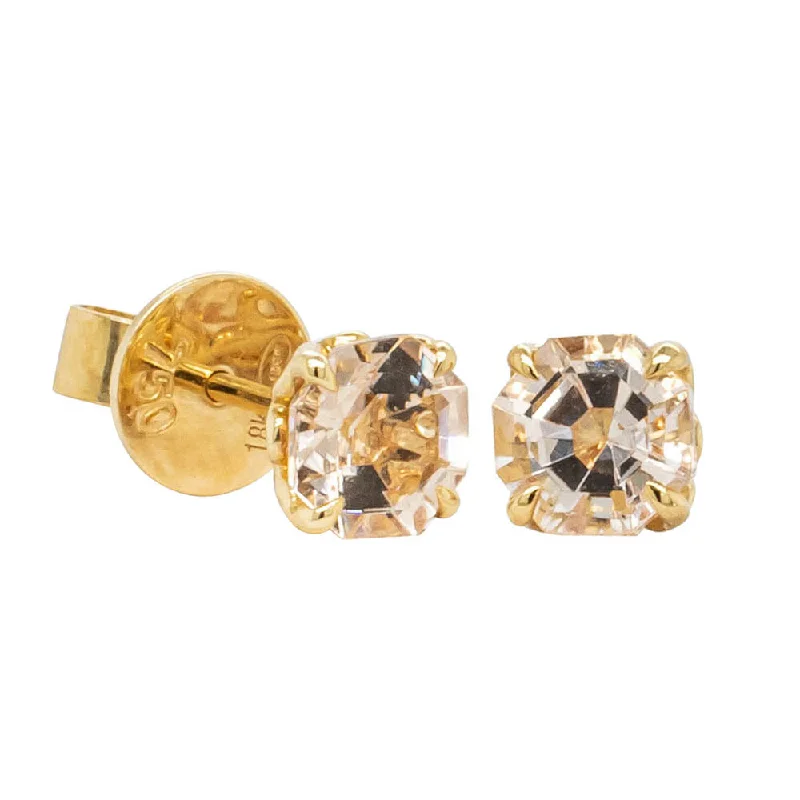 crystal drop earrings -18ct Yellow Gold Morganite Octavia Stud Earrings