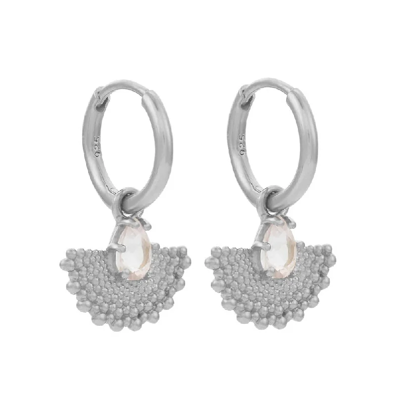 sleek hoop earrings for women -Zoe & Morgan Petal Earrings - Sterling Silver & Rose Quartz