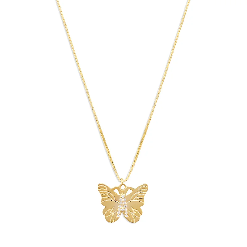 women’s elegant silver necklaces -THE BUTTERFLY INITIAL PENDANT NECKLACE