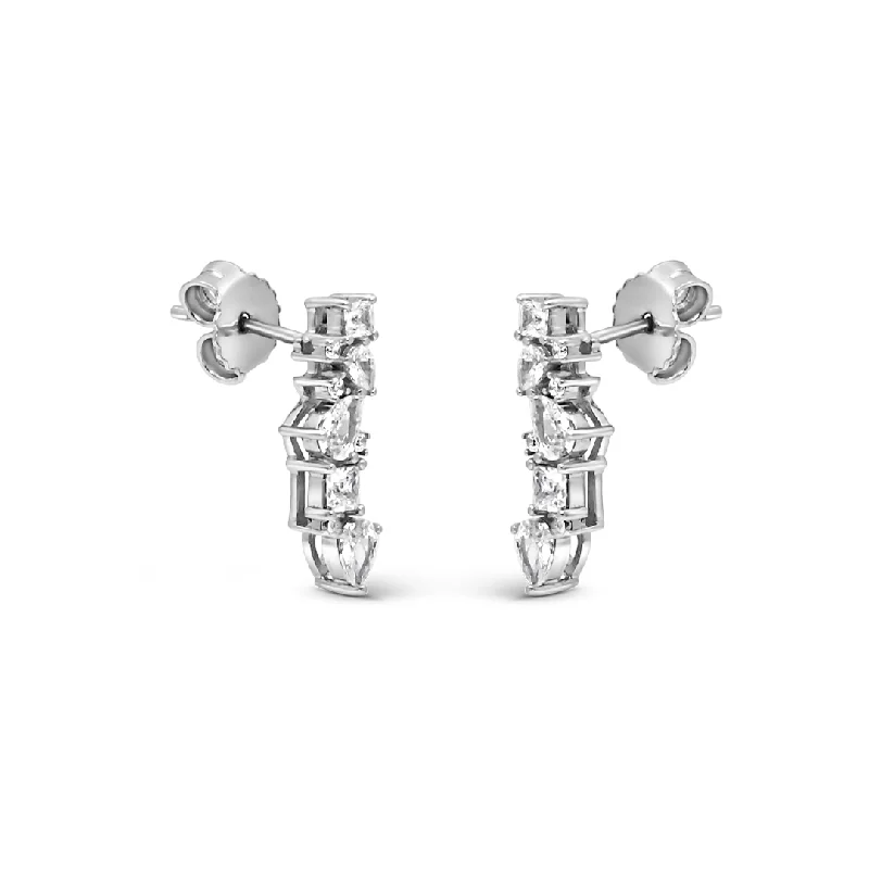 hoop earrings for women -ELEGANT MULTISTONED STUD SILVER EARRING