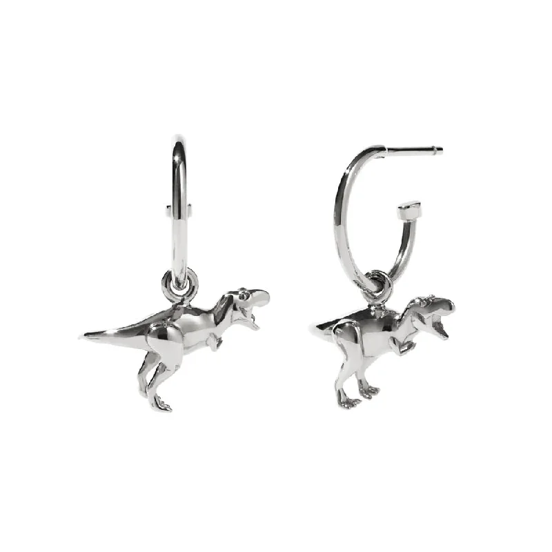 gold-plated earrings for women -Meadowlark Dinosaur Signature Hoop Earrings - Sterling Silver