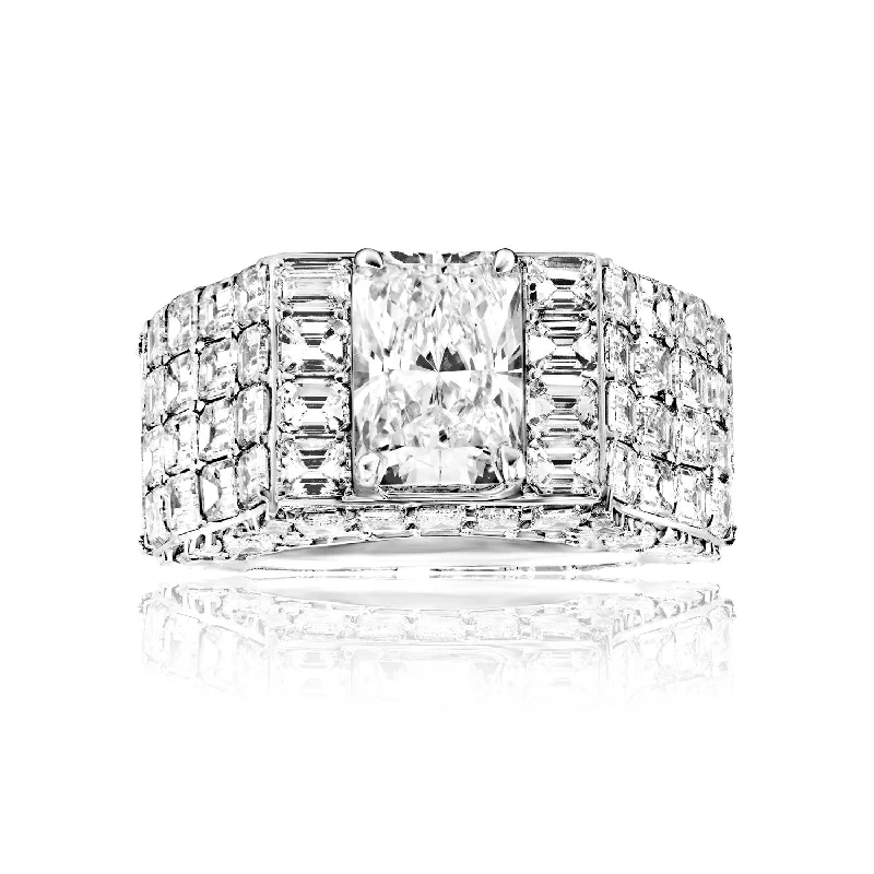 women’s vintage engagement rings -Luca 19 Carat H VS2 Radiant Cut Lab-Grown Diamond Chandelier Engagement Ring in 14k White Gold