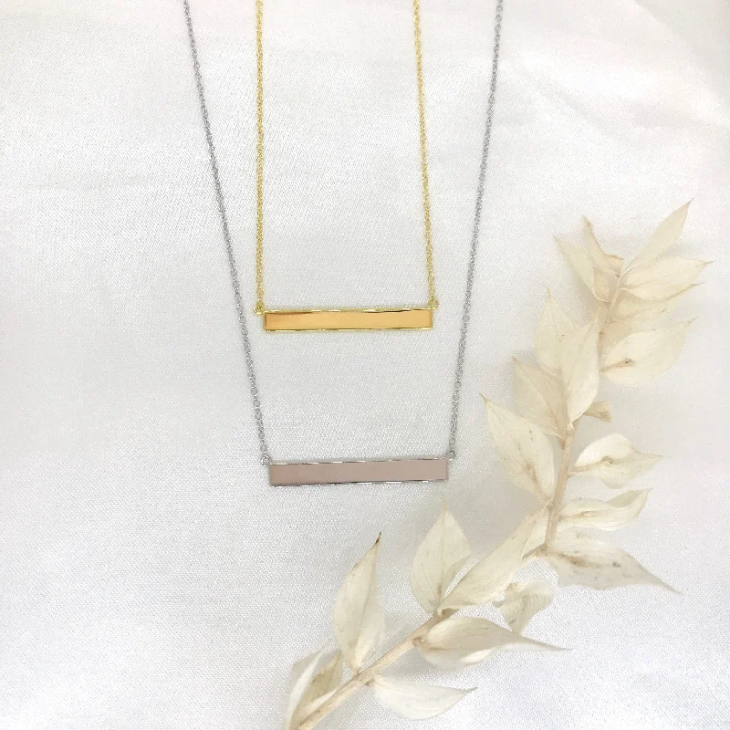 gold pendant necklaces for women -Engravable - 925/18k Vermeil Bar Necklace