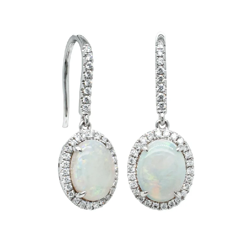 gold chain earrings for women -18ct White Gold 2.64ct Opal & Diamond Sierra Earrings