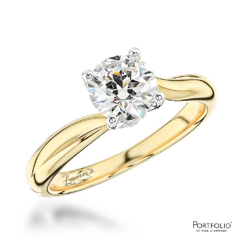 adjustable gemstone rings for women -Solitaire 0.50ct G SI1 Diamond Yellow Gold/Platinum Ring