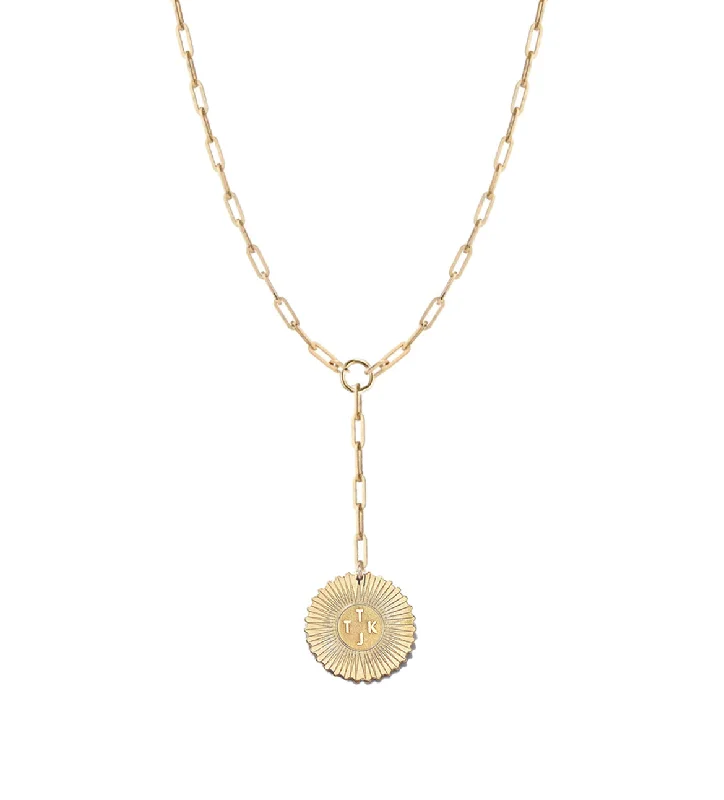 minimalist gold necklaces for women -Vesta Multiple Initial Medallion Lariat