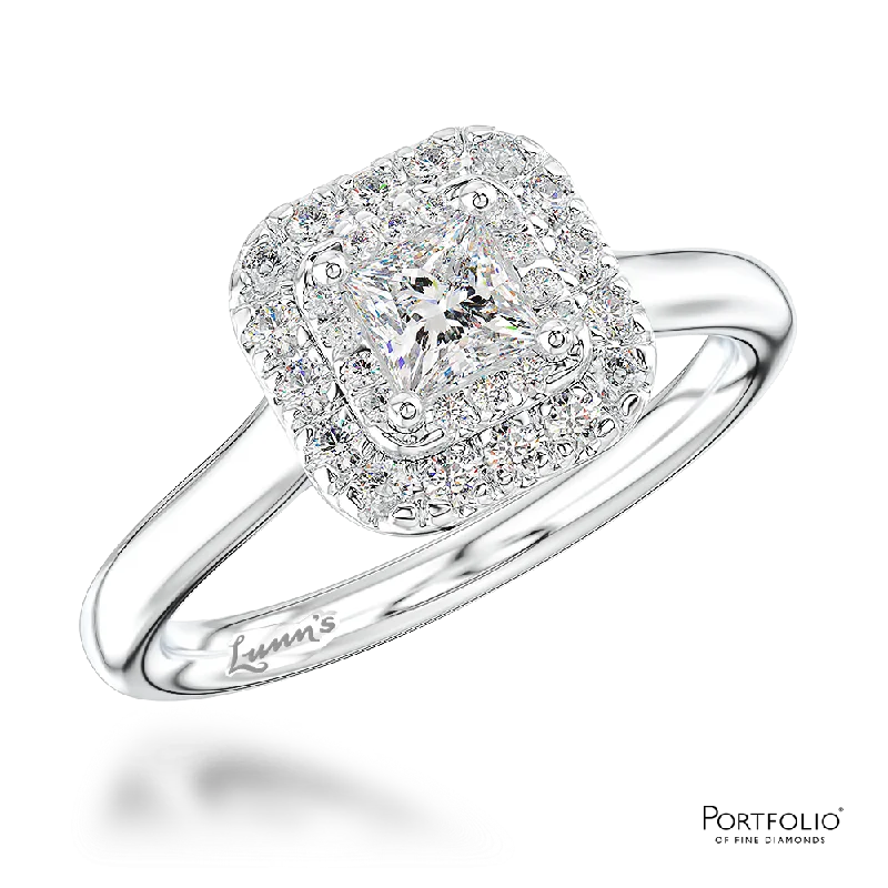 luxury engagement rings for women -Cluster 0.32ct G VS2 Diamond Platinum Ring