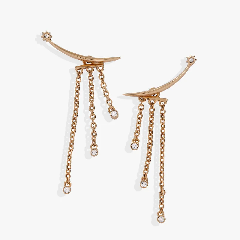 hoop earrings for evening wear -Celestial Shooting Star Ear Jacket Earring