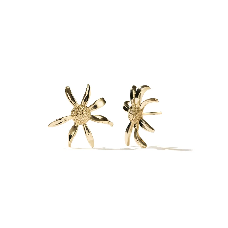 bridal earrings for women -Meadowlark Medium Daisy Stud Earrings - Gold Plated