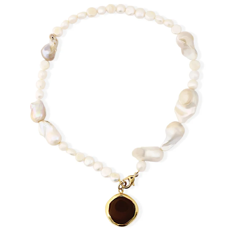 fashion-forward necklaces for women -CELIA Necklace - Gold with Pearls