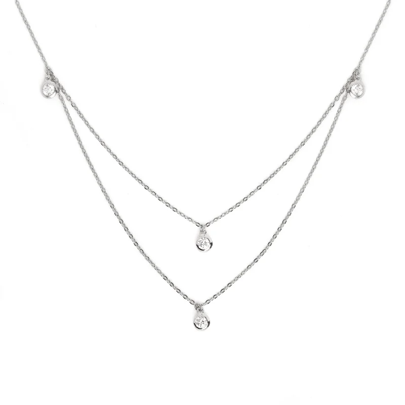 minimalist necklaces for women -Double 4 Spark Silver Necklace