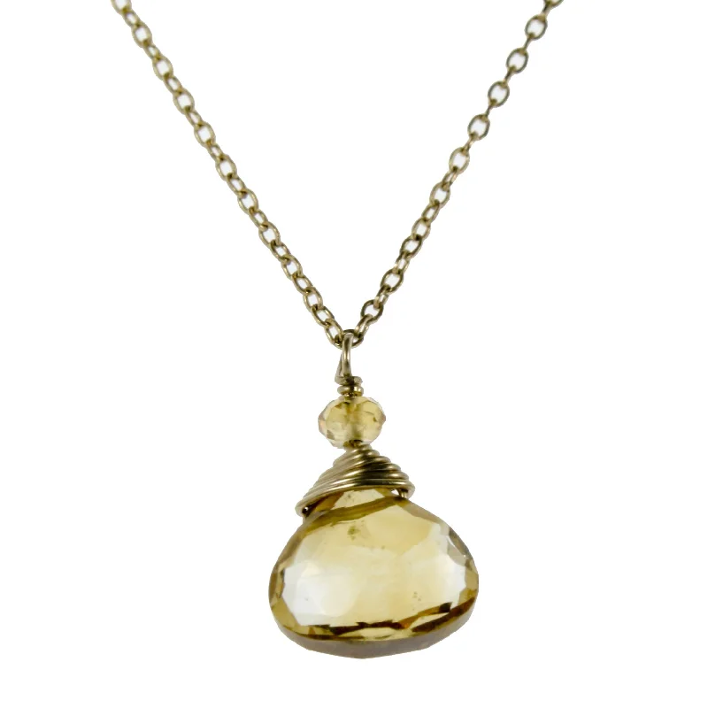 silver necklaces for women -Citrine One Drop Necklace