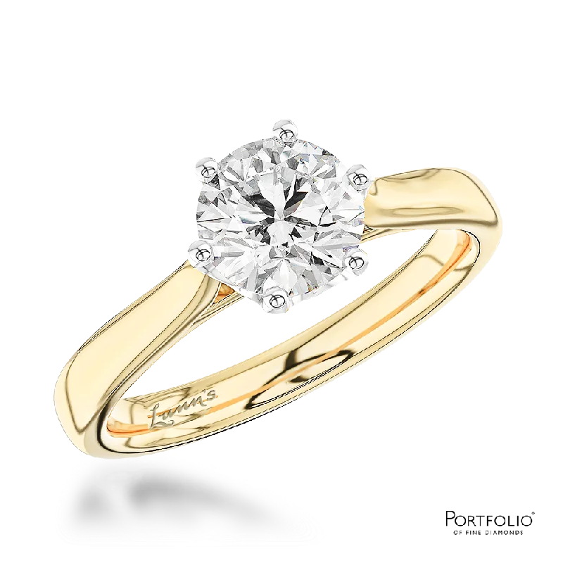 diamond wedding rings -Solitaire 0.90ct G SI1 Diamond Yellow Gold/Platinum Ring