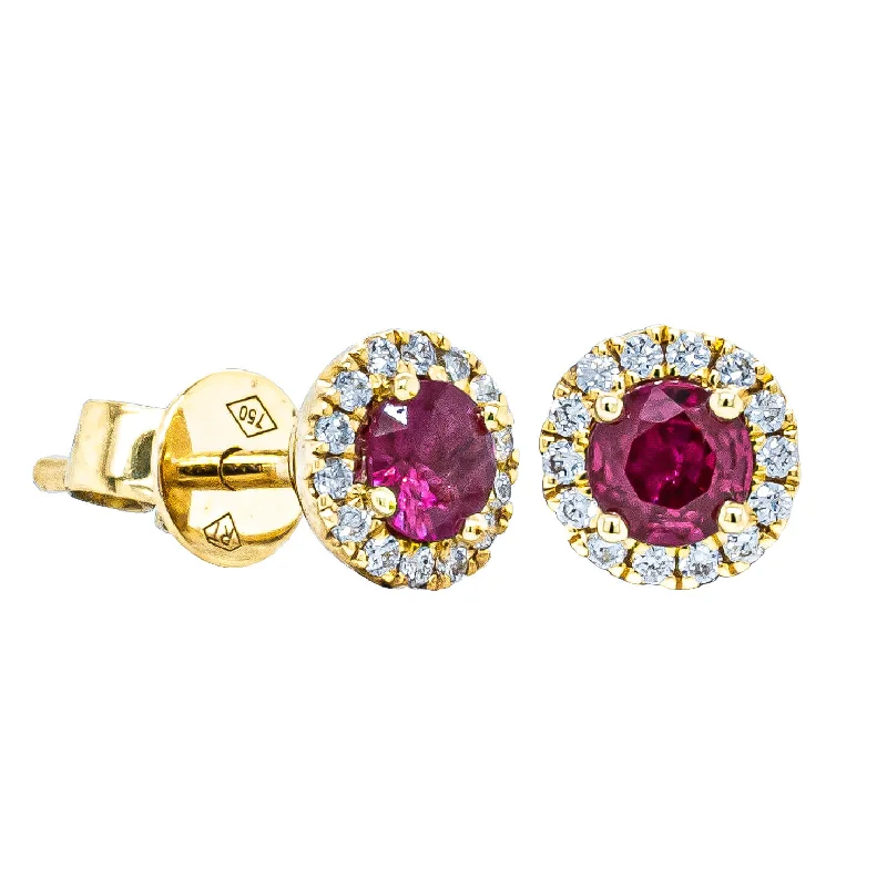 vintage earrings for women -18ct Yellow Gold .36ct Ruby & Diamond Earrings