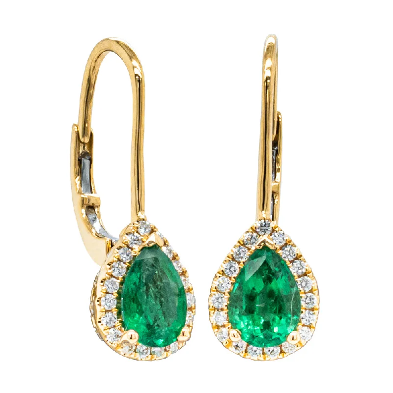 classic pearl earrings for women -18ct Yellow Gold 1.32ct Emerald & Diamond Mini Sierra Earrings