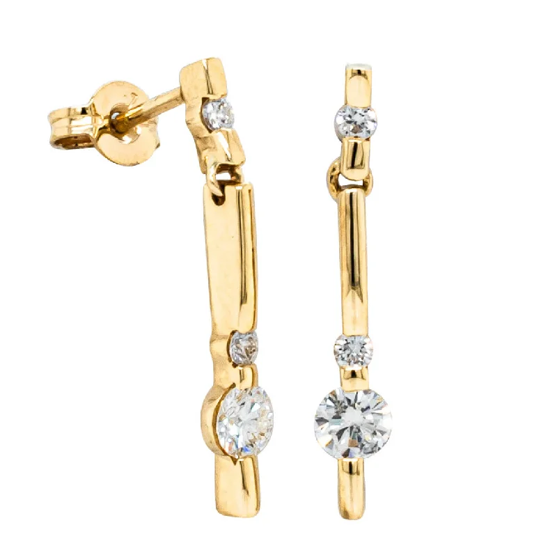 fashion earrings for women -Deja Vu 18ct Yellow Gold .50ct Diamond Drop Earrings