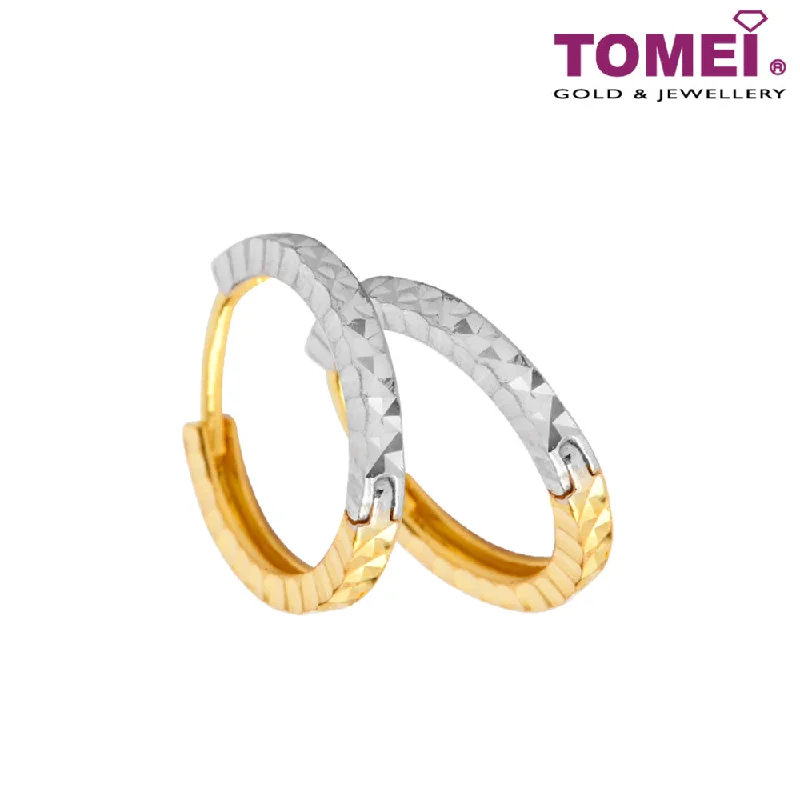 fashionable drop earrings -TOMEI Dual-Tone Hoop Earrings, Yellow Gold 916 (9Q-ER1435-D02-2C)