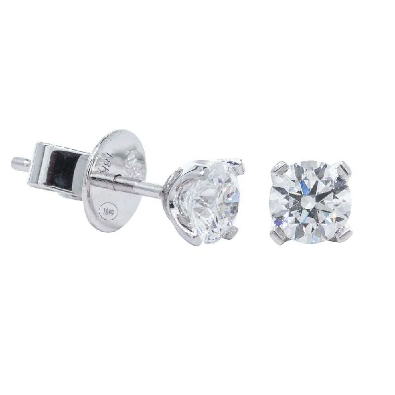 crystal earrings for women -18ct White Gold .80ct Diamond Blossom Stud Earrings