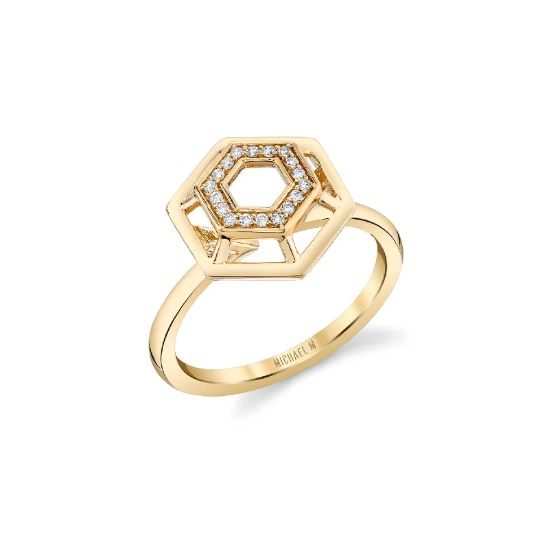 beautiful cocktail rings for women -Hex Truss Cocktail Ring F513