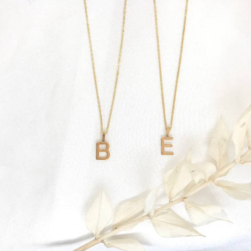 personalized necklaces for women -10k Gold Mini Plain Letter Necklace