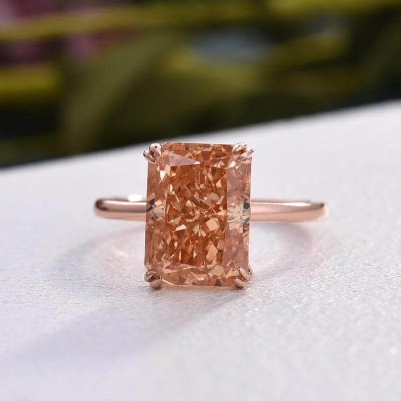 luxury engagement rings -Elegant Rose Gold Champagne Engagement Ring