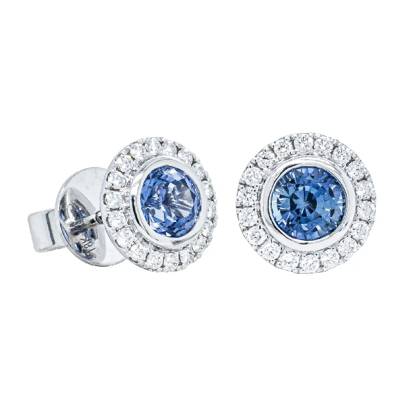 silver earrings for women -18ct White Gold 1.40ct Sapphire & Diamond Isla Earrings