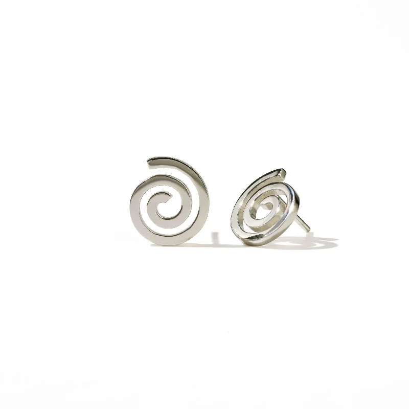 cute earrings for women -Meadowlark Spiral Studs - Sterling Silver