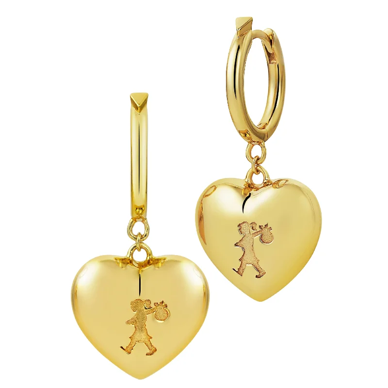 colorful earrings for women -Karen Walker x Walker & Hall Runaway Heart Earrings - 9ct Yellow Gold