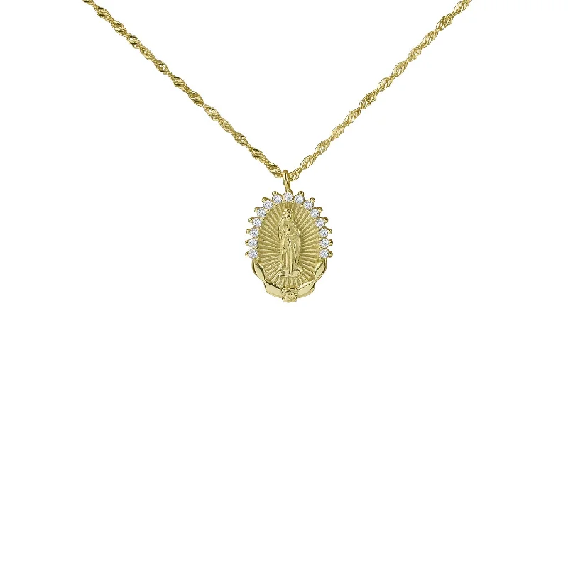 classic diamond necklaces for women -THE PAVE' GUADALUPE SINGLE ROSE NECKLACE