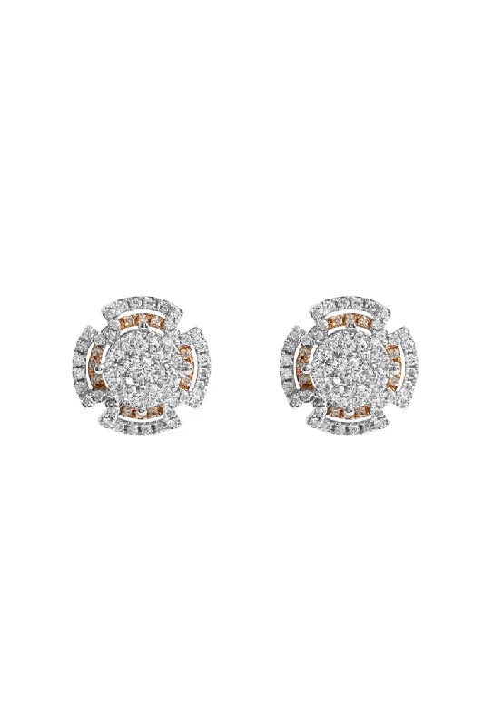 women’s sterling silver earrings -TOMEI Diamond Earrings, White+Rose Gold 750