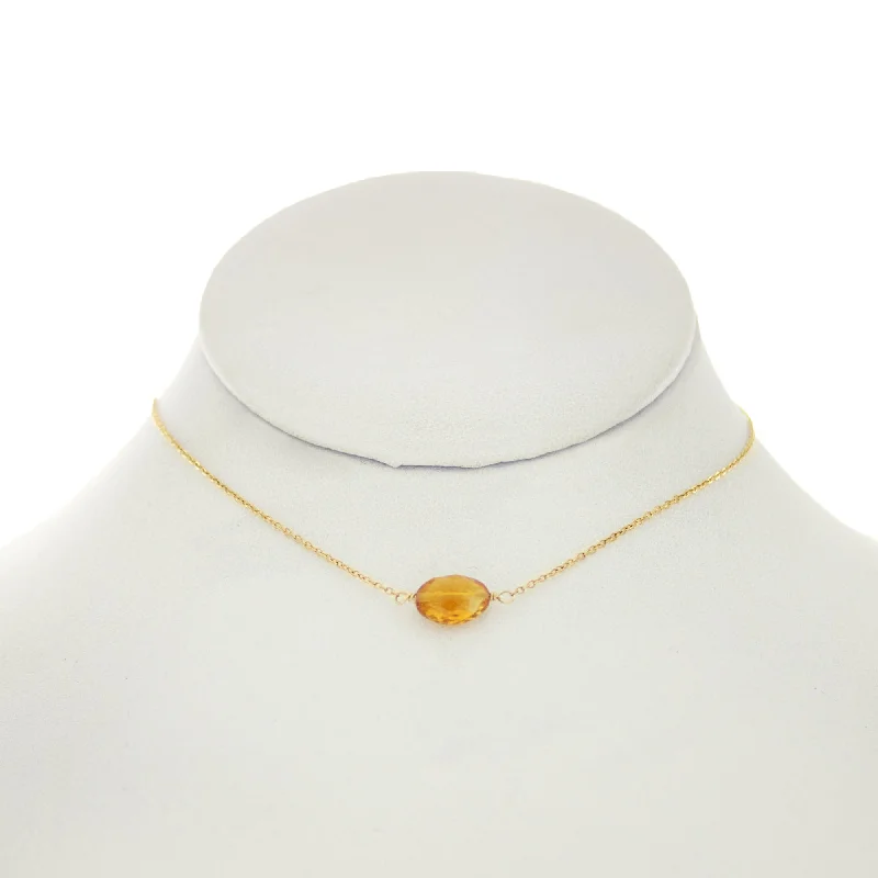 unique necklaces for women -Sandalwood - Oval Citrine Necklace