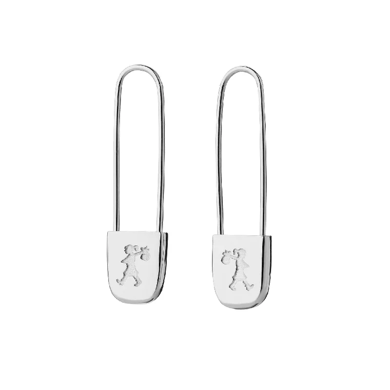 women’s custom earrings -Karen Walker Runaway Safety Pin Earrings - Sterling Silver