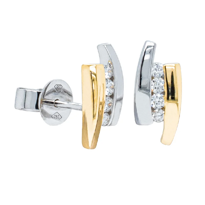 trendy statement earrings for women -18ct Yellow & White Gold Diamond Earrings